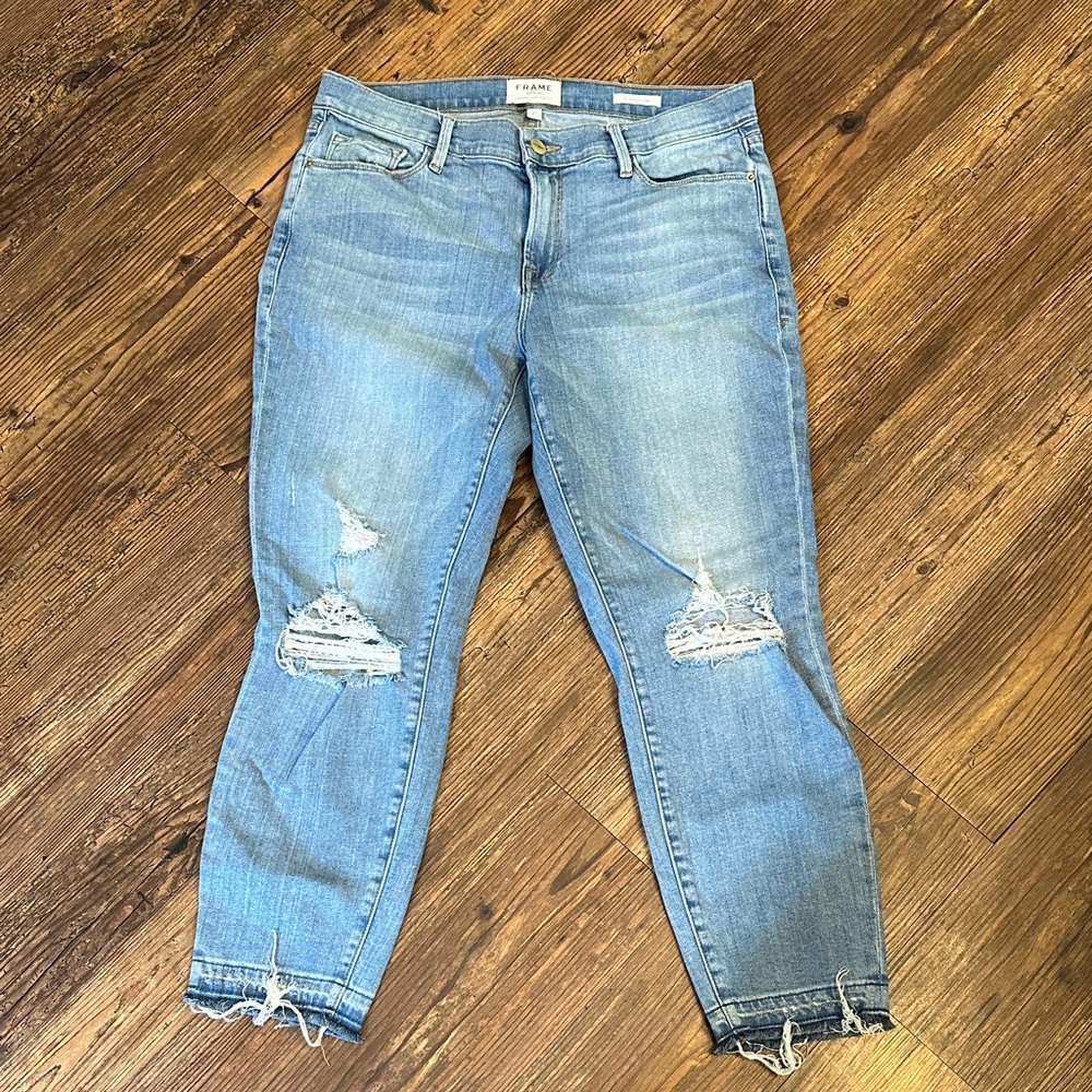 Frame Denim Light Blue Distressed Women's Jeans
